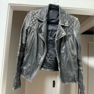 Women's Distressed Black Leather Jacket